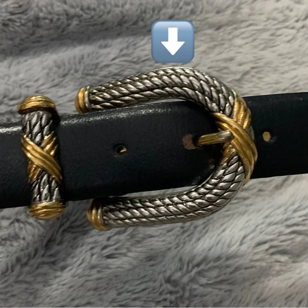 MILLENNIUM (M) Belt Navy Leather Silver/Gold Rope Buckle Vintage Boho Western